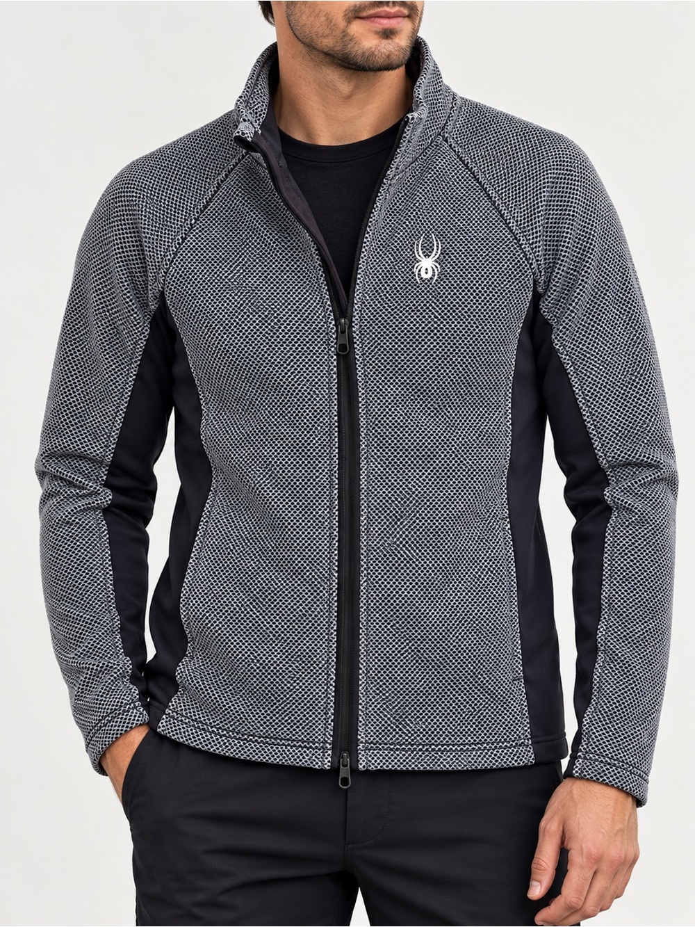 Spyder Men's Steller Full Zip Jacket, Charcoal Heather size M
